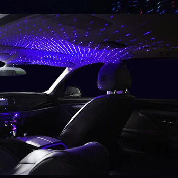 Звездата на покрива на автомобила, Разсеяна Светлина, Романтична USB Лампа Нощна Атмосфера, вътрешна Украса за Автомобил, Червено led Проектор Galaxy, Регулируема