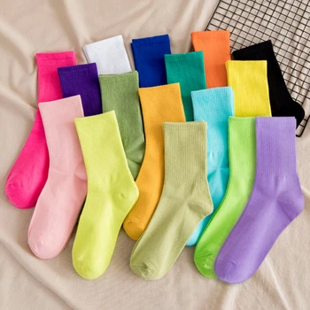 Памучни дамски чорапи, сладки, бонбони, цветни, с високо качество, зимни, удобни, модерни, възли, дълги, дишащи чорапи със средна дължина