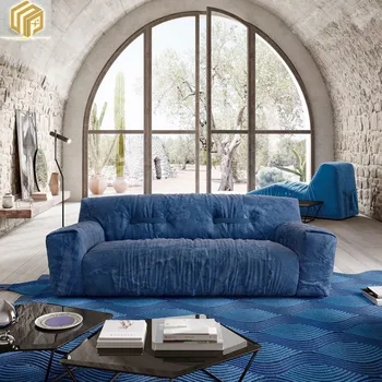 Италиански луксозен лек плат, диван, комбинация за всекидневната, директен редица с бантиком на три седалки, творчески разтегателен висок клас