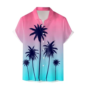 Мъжки модни хавайска риза с къс ръкав, пролетно-лятна плажна риза с принтом, ежедневни блузи, тениски за мъже, тениски оверсайз, мъжки дрехи