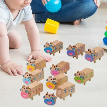 10шт Дървена Сортиране штабелирующий блок Играчки Монтесори Блокове за разпознаване на форми и цветове за момчета 4-5 години Унисекс Подаръци за рожден ден