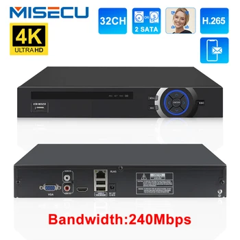 MISECU H. 265 32CH 8MP 4K NVR видео Рекордер За IP ВИДЕОНАБЛЮДЕНИЕ камера с Възпроизвеждането на видео Рекордер С Откриване на Лице Система за Видеонаблюдение P2P XMEye
