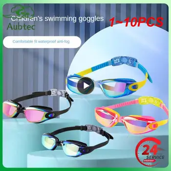 1-10 бр., Професионални цветни детски Силиконови очила за плуване, Фарове за UV очила за плуване Водоустойчив Силиконови очила за плуване