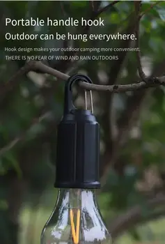 Преносим фенер за къмпинг лампа за палатка, светодиодна пътна лампа, водоустойчив USB акумулаторна лампа за туризъм на открито и риболов, окачена лампа
