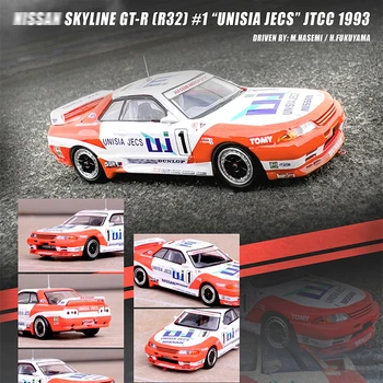 INNO 1:64 SKYLINE GTR R32 UNISIA JECS JTCC, Формовани под натиска на Диорама, колекция от модели автомобили, Миниатюрни Играчки Carros