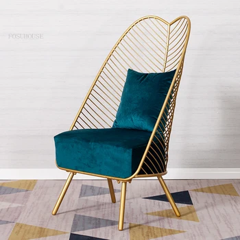 Louis Fashion Столове за всекидневна, едноспален диван, творческа стол за почивка, Текстилен балкон, Спалня, едноспален диван, фотьойл Gold Chair B