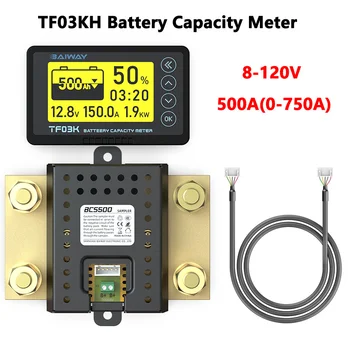 TF03KH 8-120 В Кулоновский Брояч за Измерване на Капацитета на Батерията Индикатор на Оловно-Киселинната Батерия Кулонометр 500A Метален Корпус а пробовземното Ток