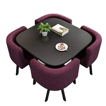 Модерен стилен комплект от 4 стола за кръгла маса за хранене, комплект мебели за трапезария маса за хранене
