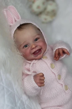 NPK 19-инчов новородено кукла с меко тяло Reborn Харпър Реалистична мека на допир кукла с приятен тяло Ръчно изработени с боя Genesis