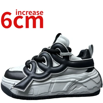 Обувки за мъже; Модна Марка Дизайнерски обувки до 6 см надигна размер; Мъжки брючные обувки от естествена кожа, пришити ръчно; Мъжки бели обувки;