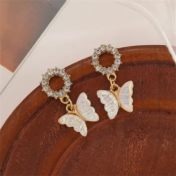 10 двойки/лот, модни бижута, метални малки обеци-пеперуди за жени