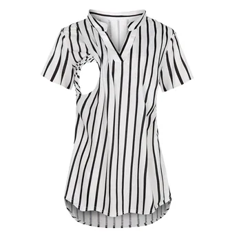 Дамски Летни потници в клетка с V-образно деколте и принтом, тениска с къс ръкав за кърмене, блуза за кърмене, риза за тренировки по време на бременност