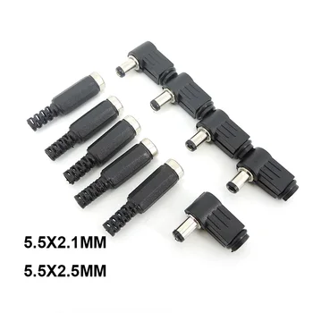 Правоъгълен Включете захранване dc 5.5 мм * 2,5 мм/2,1 мм Jack Socket Adapter директен 90 градуса 5,5*2,5 ММ 5521 c1