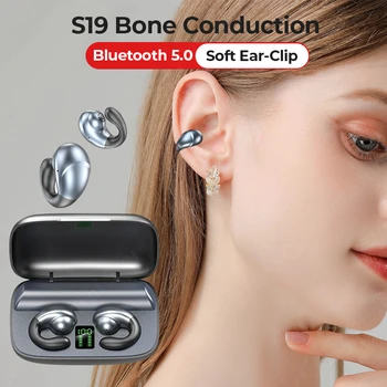 Безжични Bluetooth слушалки с костна проводимост, Слушалки, Обици, Скоба за ушите С микрофон, Слушалки, Hi-Fi, Стерео, Спортна Водоустойчива слушалки