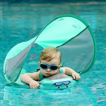 Детски гаф за плуване с подвижен навес, Пръстен за гмуркане с чадър, Детски летни детски играчки, Аксесоари за басейна