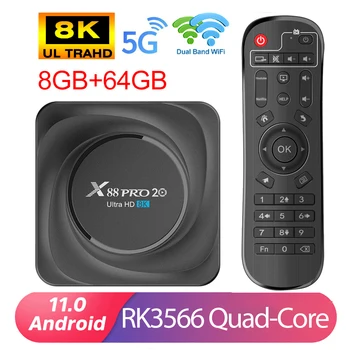 X88 PRO 20 Android TV BOX RK3566 2,4 G 5G Двойна WiFi Android 11,0 BT4.2 Smart TV BOX 8 GB 64 GB 128 GB 8K мултимедиен плейър телеприставка