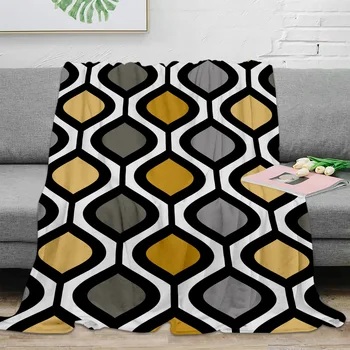 Фланелевое одеяло с геометрична фигура във формата на Диамант, Топло и Меко Одеяло на дивана, Зимни Чаршаф, Покривка за Къмпинг, Пътно одеяло