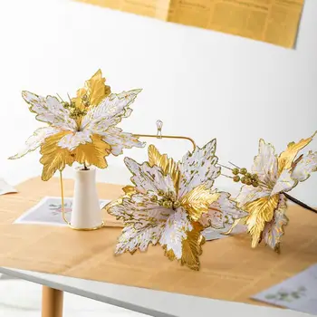 Реалистичен Дизайн на Изкуствени Цветя, Аранжировка от изкуствени цветя на открито Реалистичен златна Коледа цвете за пазаруване