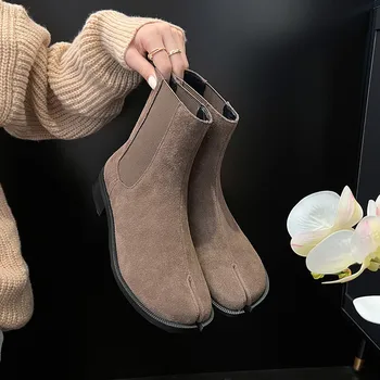 MKKHOU/ Къси модни обувки; Дамски нови велурени ботуши 