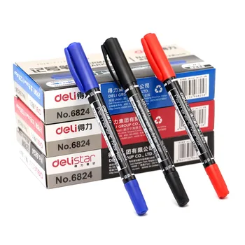 3 бр./опаковане. Постоянни маркери с две топчета, тънка точка, (черни, сини, червени) Мастила, 0,5 mm-1 mm Канцеларски материали
