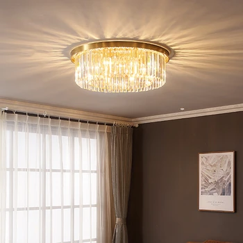 Лампата в хола, тавана лампа от чиста мед, постмодернистский лампа, Луксозен тавана лампа за спални, обикновена лампа, за да се учат