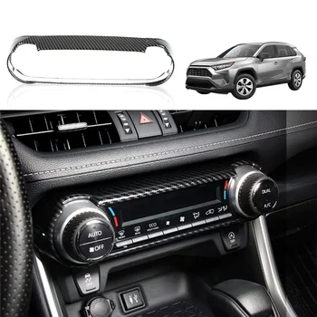 Рамка за бутона за включване на климатика, тампон върху лентата за Toyota RAV4 2019-2022 Аксесоари от ABS-въглеродни влакна