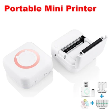 Сладък Преносим Принтер Mini Thermal Lable Printing Pocket Photo Maker 57 мм Залепваща Хартия Безжичен БТ 203 dpi Android, IOS Принтери