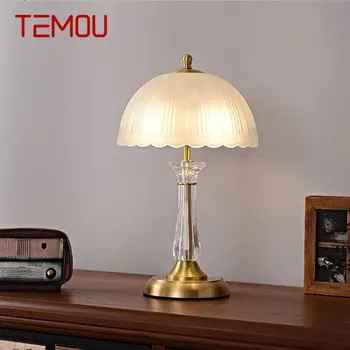 TEMOU Модерна Латунная настолна лампа LED Креативна Луксозна Модерна Кристален Медни Настолна лампа за дома хол Спалня