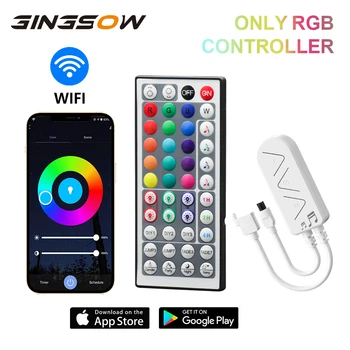 Контролер Gingsow с 44 бутони, съвместим с led лента RGB, Wi-Fi приложението, за да промените цвета на осветление, дистанционно управление, синхронизация на музика
