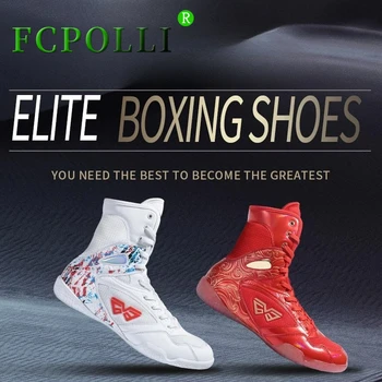 Борцовская обувки Fcpolli за Унисекс Дишащи боксови обувки Мъжки Професионални Маратонки за Фитнес Мъжки Дизайнерски военни обувки Унисекс