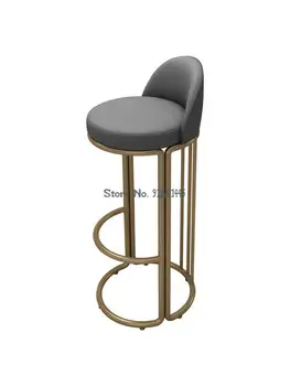 Лесен луксозен бар стол в скандинавски стил, iron домашен бар стол, модерен бар стол с облегалка, модерен стол с висока прическа