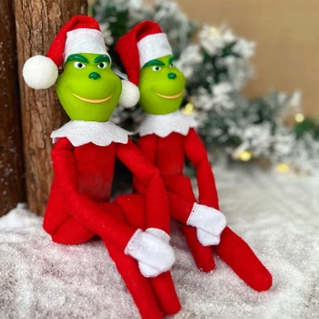 Нов 2023 Коледен Зелен Червен Елф Кукла Зелени Коса Чудовище Оскал Кукла Коледно Дърво Окачване Снууп играчка За Дома Нова Година