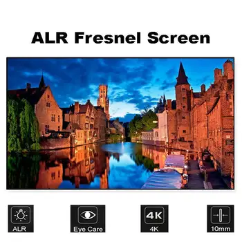 Fscreen 120-инчов прожекционен екран с фиксирани панела за Френелю, хвърлена на разсеяна светлина, за домашно кино, Лазерен телевизионен прожекционен екран