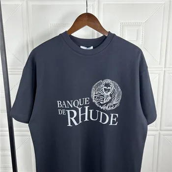 Американската Лятна Нова тениска RHUDE с Винтажным Логото и Баннерным Принтом, Свободни Памучни Тениски с къс ръкав за Мъже и Жени