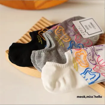 Нови корейски чорапи, Детски Летни чорапи с улыбающимся лице, Дишащи невидими чорапи, Дамски чорапи памук с фин силует