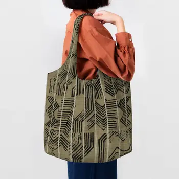 Холщовая чанта за пазаруване С Зигзагообразным Модел, Дамски Множество Чанта за пазаруване с Голям Капацитет, Модерна Артистична Геометрична чанта-Тоут, Чанти за пазаруване, Чанта за Подарък