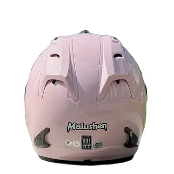 Одобрен от DOT Мъжки и Женски Мотоциклет каска, Състезателен Шлем с открито Лице Casco Casque Оригинален Malushen Ярко Розово Полушлем