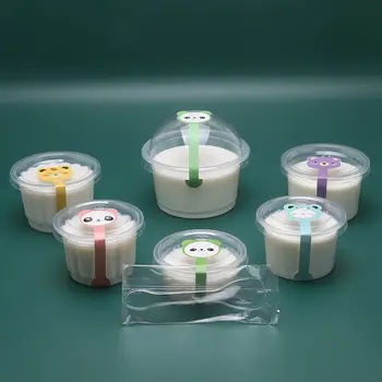 Чаша за еднократна употреба за пудинг, пластмасов двупластова млечни чаша с капак, удебелена кутия за йогуртового желе Mu Si, продажба на едро.
