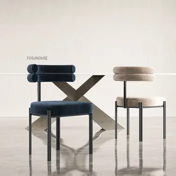 Скандинавските трапезни столове за кухненски мебели, Луксозни Тъканни Тоалетни столове за спални, Дизайнерски стол с лесен облегалка