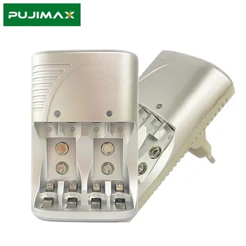 PUJIMAX 4-Слотный led дисплей Зарядно Устройство за 2 елемента В 9 Литиево-йонна батерия /Ni-MH 2/4 броя AAA /AA Ni-MH/Ni-Cd Акумулаторни батерии