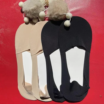 4 двойки от невидими нескользящих чорапи от ледената коприна, за жени, без да се показва, тънки чорапи дишащи-лодки, обикновена чорапи с ниско деколте на щиколотке