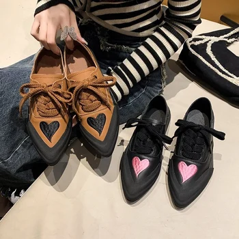 Дамски обувки Тенденция 20223, Нова мода корейската версия ежедневни обувки, с ниско деколте, Парусиновая обувки с остри пръсти, Удобни Zapatos Mujer