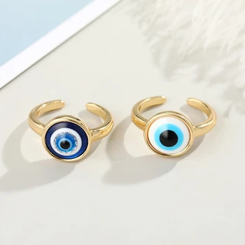 Турски камък със синьо око, регулируем пръстен на пръста си, за жени, мъже, отворен пръстен за хидроизолацията, Реколта пръстени-обещания с индивидуалността