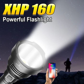 Открит XHP160 Led Фенерче, Акумулаторна батерия Водоустойчив IP7 Фенер с Висока Мощност 5 режима на Къмпинг Тактически Фенер Може да се Използва Power Bank