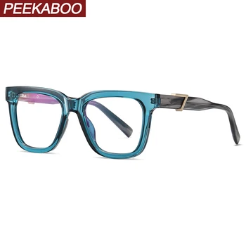 Peekaboo очила с големи рамки дамски модни квадратни очила TR90 в рамките женски анти-сини леки женски ацетатные прозрачни лещи зелено-черен