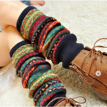 Комплект дебели вълнени чорапи за есента и зимата, Дамски зимни Гамаши над коляното, Възли на една кука, Гамаши, Чорапи