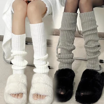 Дамски гети в стил Лолита, Японски Дълги Чорапи, Вълнени Вязаный калъф за краката, Топло за ръце Y2K, Есен-зима, възли на една кука Маншет за чорапи