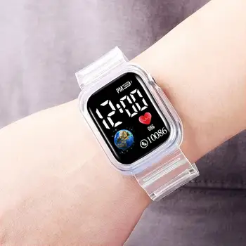 Удобни спортни часовници Леки цифров часовник с каишка от прозрачен и по-голям дисплей часовник