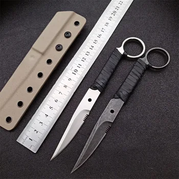 Нож с фиксирано острие от стомана D2, Походный тактически нож, Джобни ножове за оцеляване на открито, EDC Инструмент с K ножнами за разопаковане