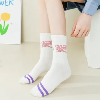 Kawaii Дишаща Love Heart Personality За жени, чорапи за екипажа, Чорапи в стил Лолита, Дамски Трикотаж носочные изделия, Дамски чорапи с надпис